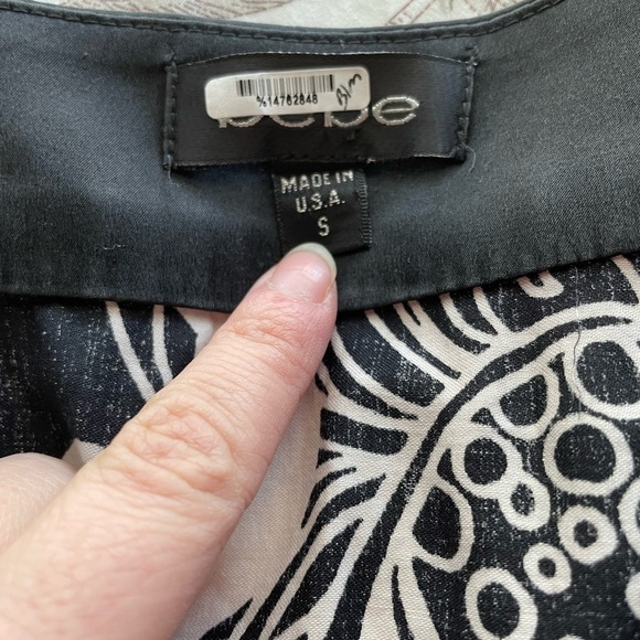 Bebe Vintage Silk Blend Red Black Y2K Plunge Babydoll Mini Dress Small Retro 70s - Picture 5 of 9